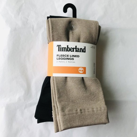 Timberland Pants - Timberland Fleece Lined  Footless Leggings  2 Pk  Black & Tan M/L